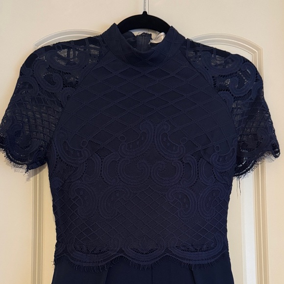 Hello Molly Pants - Navy Lace High-Neck Jumpsuit